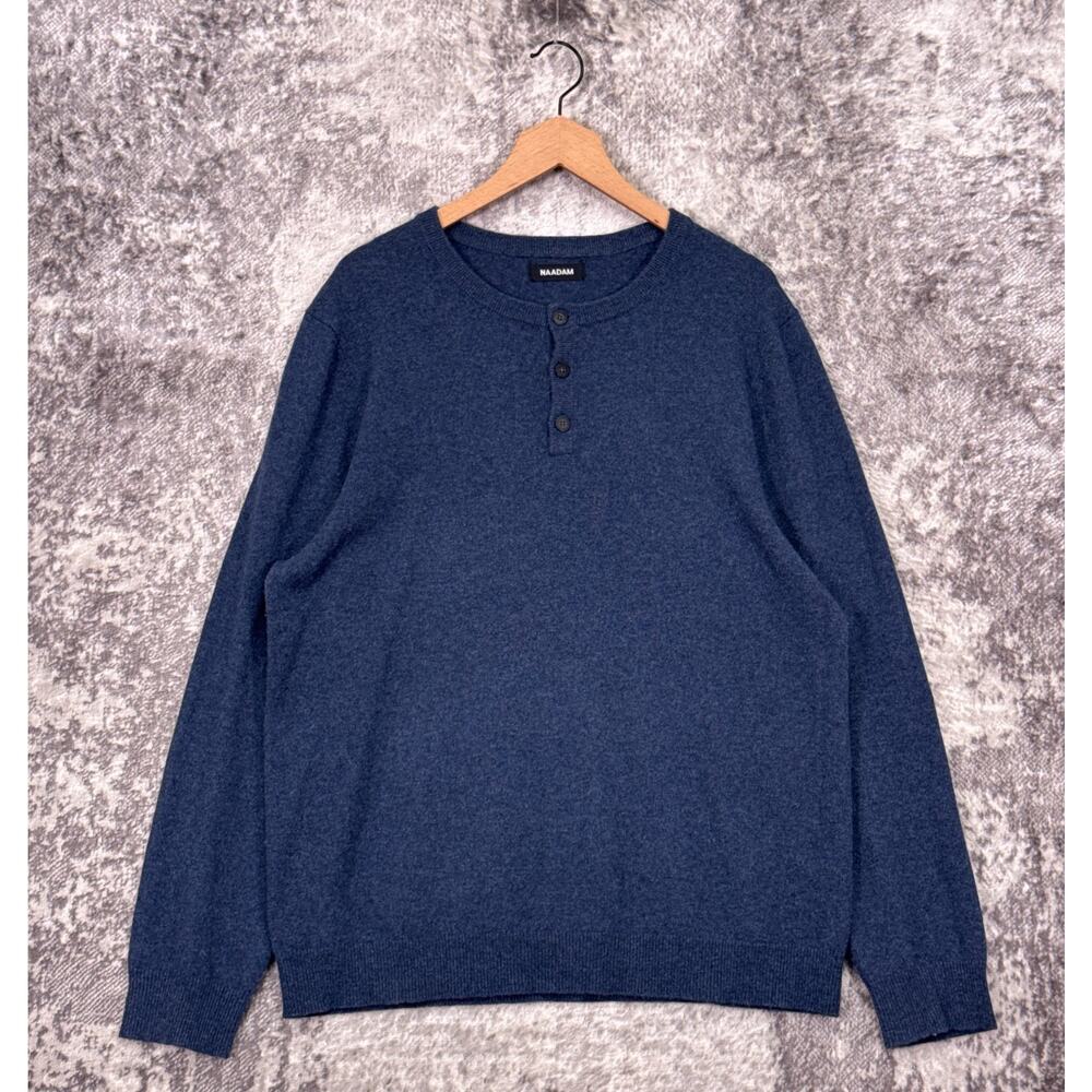 NAADAM 100% Cashmere Sweater XL Mens Blue Henley